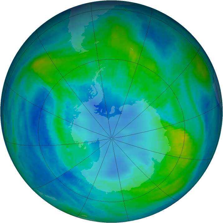 Antarctic ozone map for 18 April 1985
